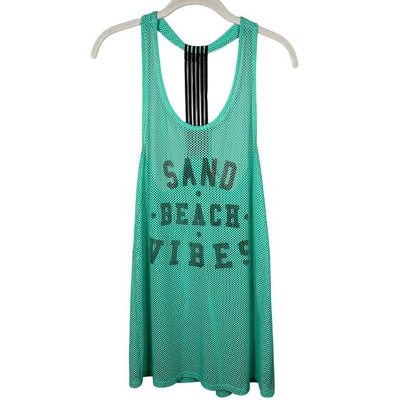 LIVE! Teal Mesh Racerback Sand Beach Vibes Swimsuit Coverup Women's Medium - Picture 1 of 7